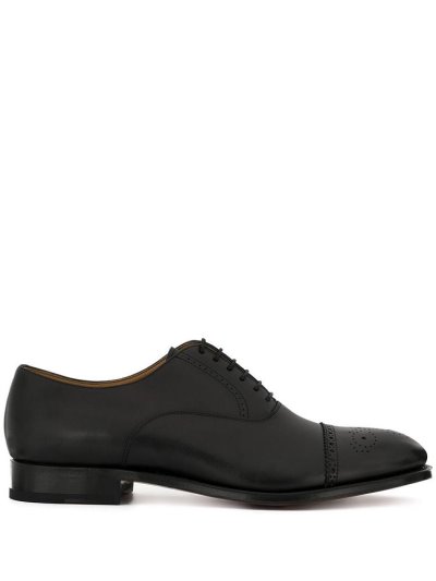Black Giorgio Armani Decorative Perforation Lace Up Shoes Men's Shoes | UAE88164