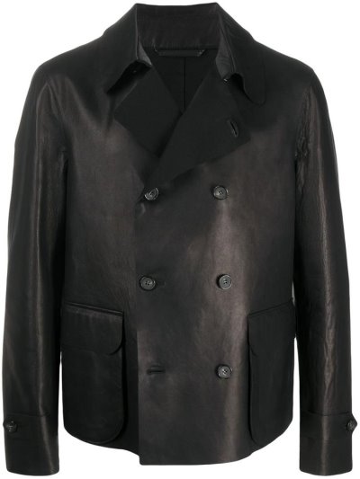 Black Giorgio Armani Double Breasted Fitted Men's Blazers | UAE57846