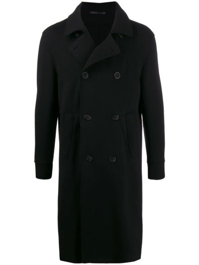 Black Giorgio Armani Double Breasted Men's Coats | UAE72341