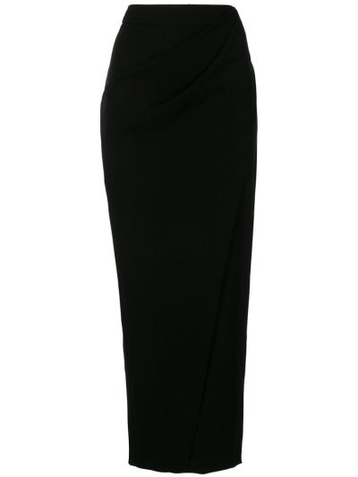Black Giorgio Armani Draped Pencil Midi Women's Skirts | UAE65380