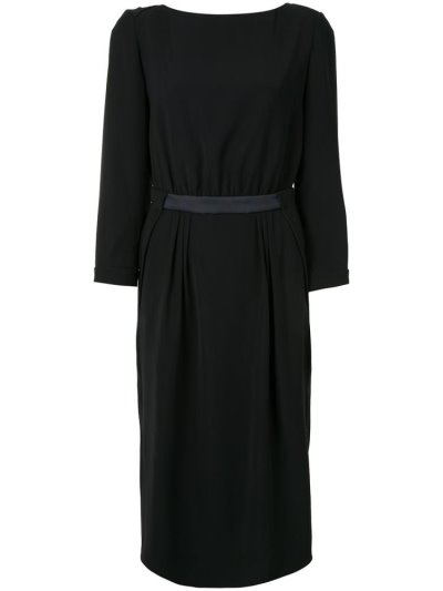 Black Giorgio Armani Fitted Midi Women's Dress | UAE08723