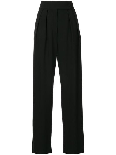 Black Giorgio Armani High Waisted Pleated Women's Pants | UAE36703