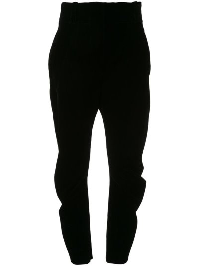 Black Giorgio Armani High Waisted Velvet Women's Pants | UAE76137