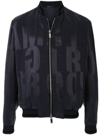 Black Giorgio Armani Logo Printed Men's Bomber Jacket | UAE45502