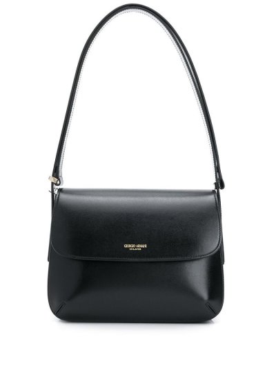 Black Giorgio Armani Logo Stamp Women's Shoulder Bags | UAE34409