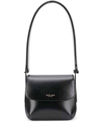 Black Giorgio Armani Logo Stamp Women's Shoulder Bags | UAE69074