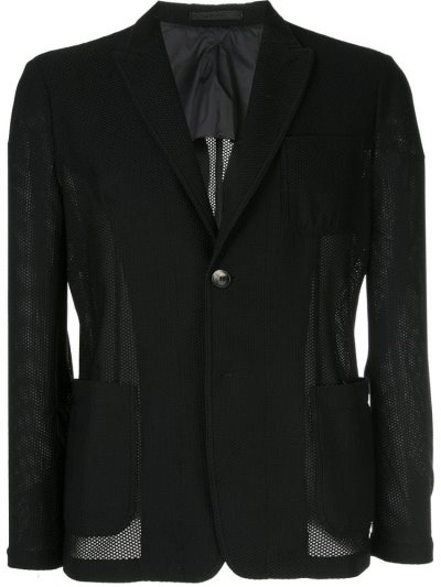 Black Giorgio Armani Mesh Fabric Men's Blazers | UAE60161