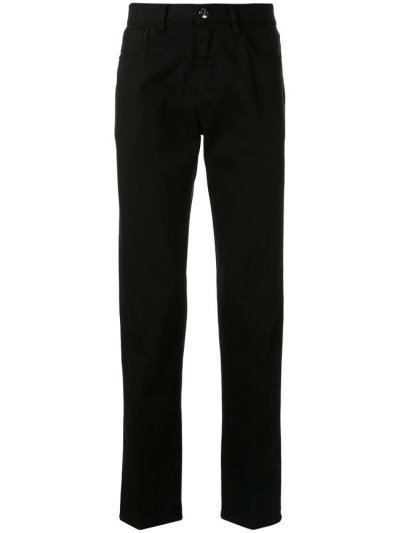 Black Giorgio Armani Mid Rise Straight Leg Men's Jeans | UAE03483