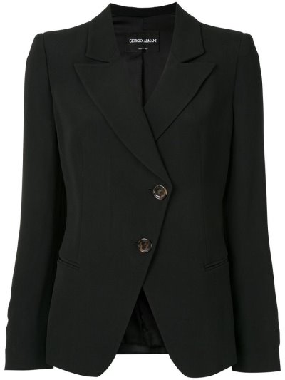 Black Giorgio Armani Off Centre Button Women's Jackets | UAE92492
