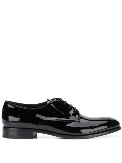 Black Giorgio Armani Patent Men's Derby Shoes | UAE98983