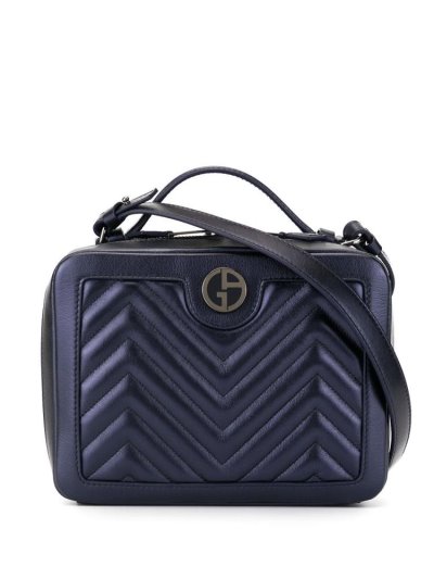 Black Giorgio Armani Quilted Box Logo Women's Clutch Bag | UAE63499