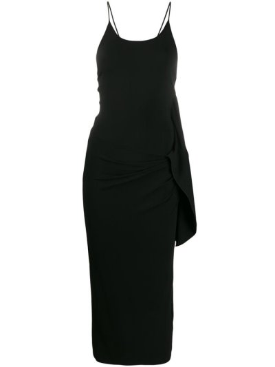 Black Giorgio Armani Ruched Midi Women's Dress | UAE26028