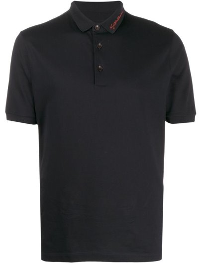 Black Giorgio Armani Short Sleeve Men's Polo Shirts | UAE14300