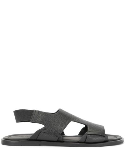 Black Giorgio Armani Side Cut Out Men's Sandals | UAE33222