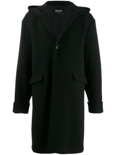 Black Giorgio Armani Single Breasted Men's Coats | UAE34532