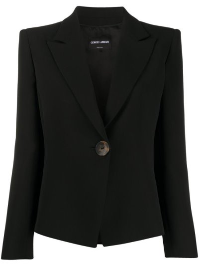 Black Giorgio Armani Single Buttoned Fitted Women's Blazers | UAE71900