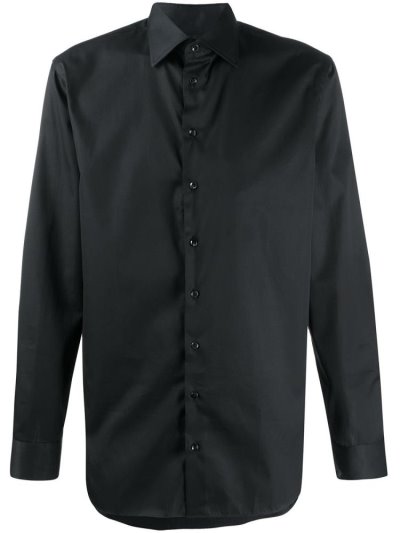 Black Giorgio Armani Slim Fit Dress Men's Shirts | UAE02872