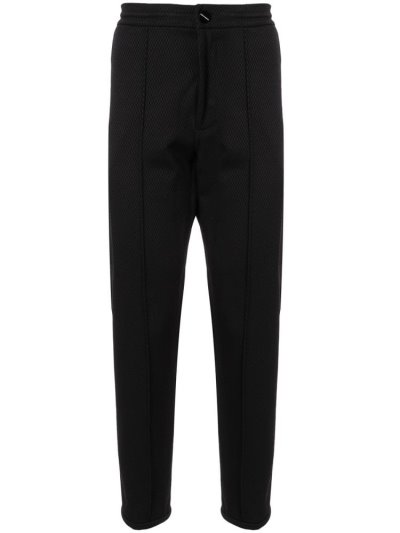 Black Giorgio Armani Slim Textured Men's Pants | UAE35793