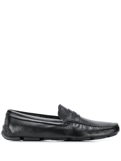Black Giorgio Armani Slip On Men's Loafers | UAE44430