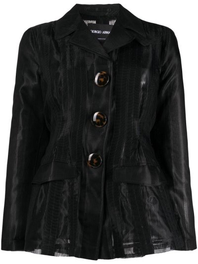 Black Giorgio Armani Transparent Fitted Women's Jackets | UAE17907