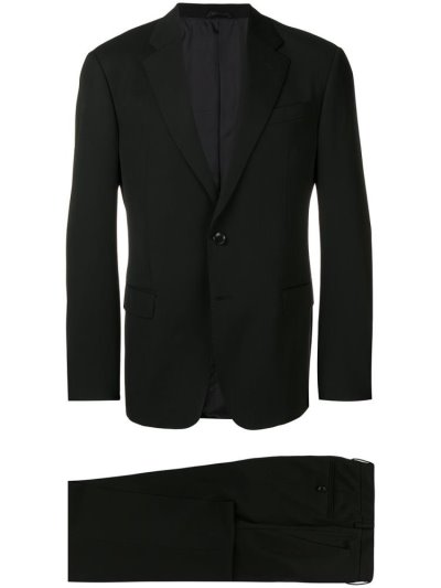 Black Giorgio Armani Two Piece Fitted Men's Suits | UAE40135