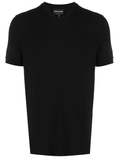 Black Giorgio Armani V Neck Men's T Shirts | UAE93225