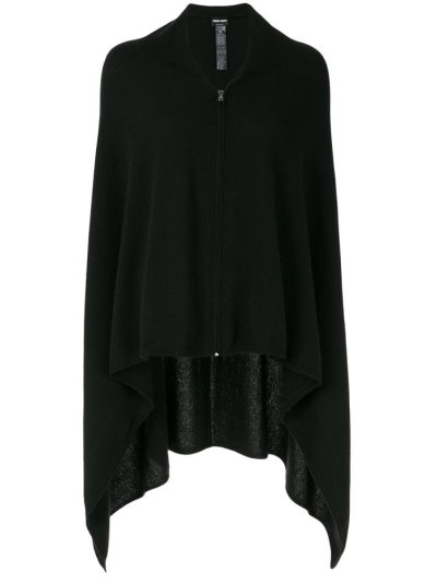 Black Giorgio Armani Zipped Cashmere Poncho Women's Coats | UAE96956