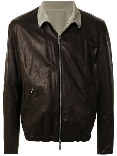 Black Giorgio Armani Zipped Reversible Men's Bomber Jacket | UAE73024