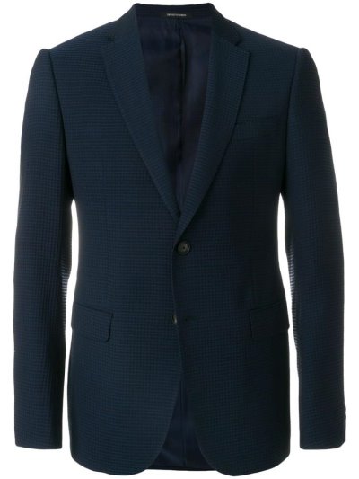 Black / Blue Armani Emporio Fine Check Men's Blazers | UAE71324