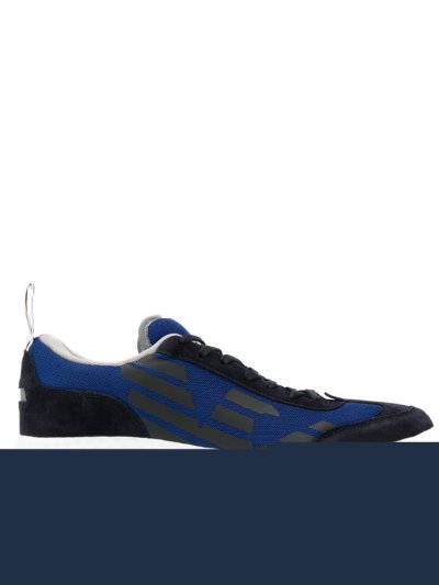 Black / Blue Armani Emporio Logo Men's Sneakers | UAE68611