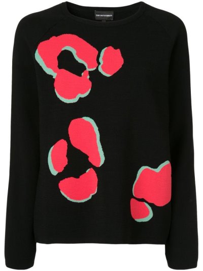Black / Red Armani Emporio Paw Print Women's Jumpers | UAE38810