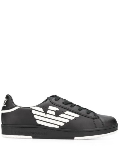 Black / White Ea7 Emporio Armani Logo Low Top Men's Sneakers | UAE16408