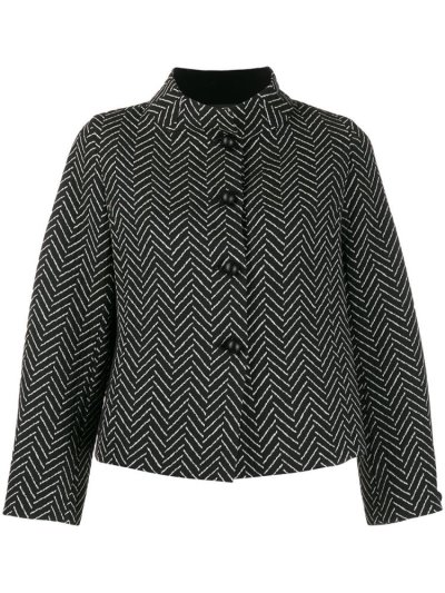Black / White Armani Emporio Chevron Women's Jackets | UAE65187