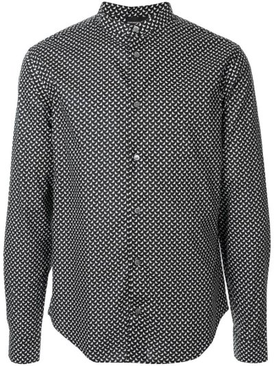Black / White Armani Emporio Micro Print Men's Shirts | UAE95324