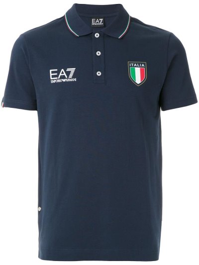 Blue Ea7 Emporio Armani Chest Logo Men's Polo Shirts | UAE63877