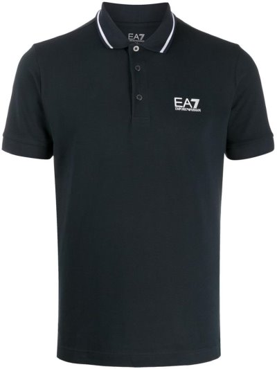 Blue Ea7 Emporio Armani Contrast Trim Men's Polo Shirts | UAE69593