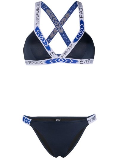 Blue Ea7 Emporio Armani Logo Band Women's Bikini | UAE56324