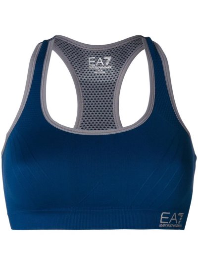Blue Ea7 Emporio Armani Logo Crop Women's Tops | UAE45977