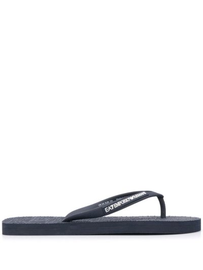 Blue Ea7 Emporio Armani Logo Embossed Women's Flip Flops | UAE77358