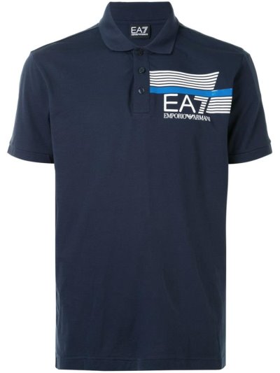 Blue Ea7 Emporio Armani Logo Men's Polo Shirts | UAE66913