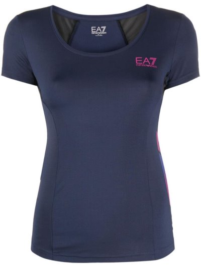 Blue Ea7 Emporio Armani Logo Print Women's T Shirts | UAE56963