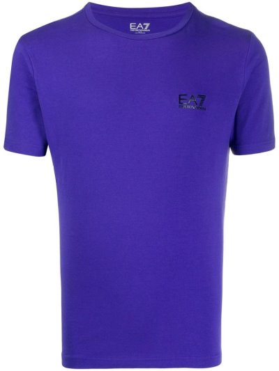 Blue Ea7 Emporio Armani Logo Print Men's T Shirts | UAE63115
