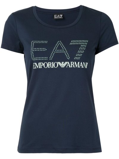 Blue Ea7 Emporio Armani Logo Print Women's T Shirts | UAE94881