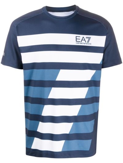 Blue Ea7 Emporio Armani Logo Print Tennis Men's T Shirts | UAE97289
