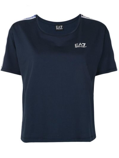 Blue Ea7 Emporio Armani Logo Short Sleeve Women's Tops | UAE13055