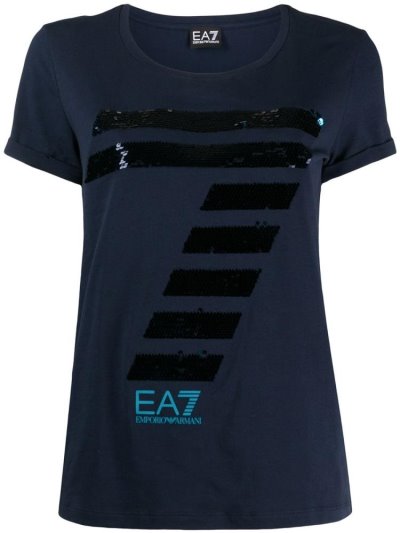 Blue Ea7 Emporio Armani Logo Women's T Shirts | UAE30087