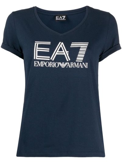Blue Ea7 Emporio Armani Logo Women's T Shirts | UAE89467