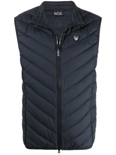 Blue Ea7 Emporio Armani Padded Logo Plaque Gilet Men's Vest | UAE56424