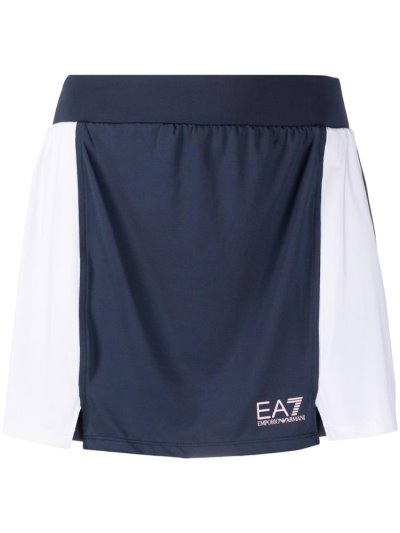 Blue Ea7 Emporio Armani Panelled Logo Print Women's Skirts | UAE81494