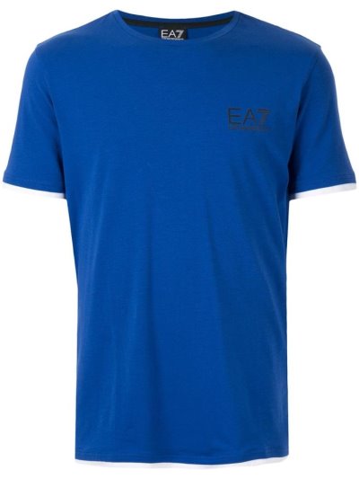 Blue Ea7 Emporio Armani Printed Logo Men's T Shirts | UAE66085